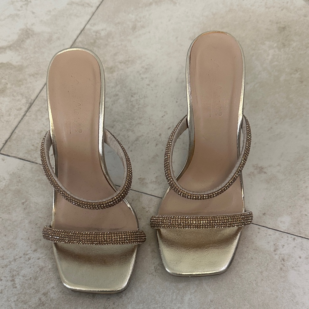 Anne Michelle Gold Heeled Sandals